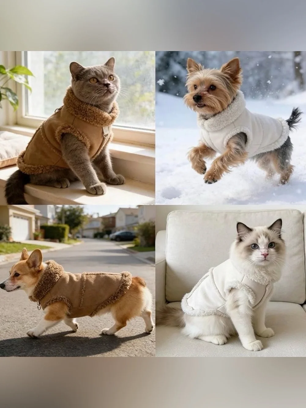 💞 New Puppy Dog Size Large Tan Faux-Shearling Dog Coat